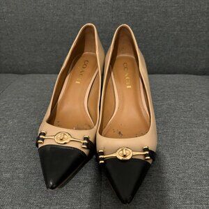 Coach Two Tone Leather Kitten Heels